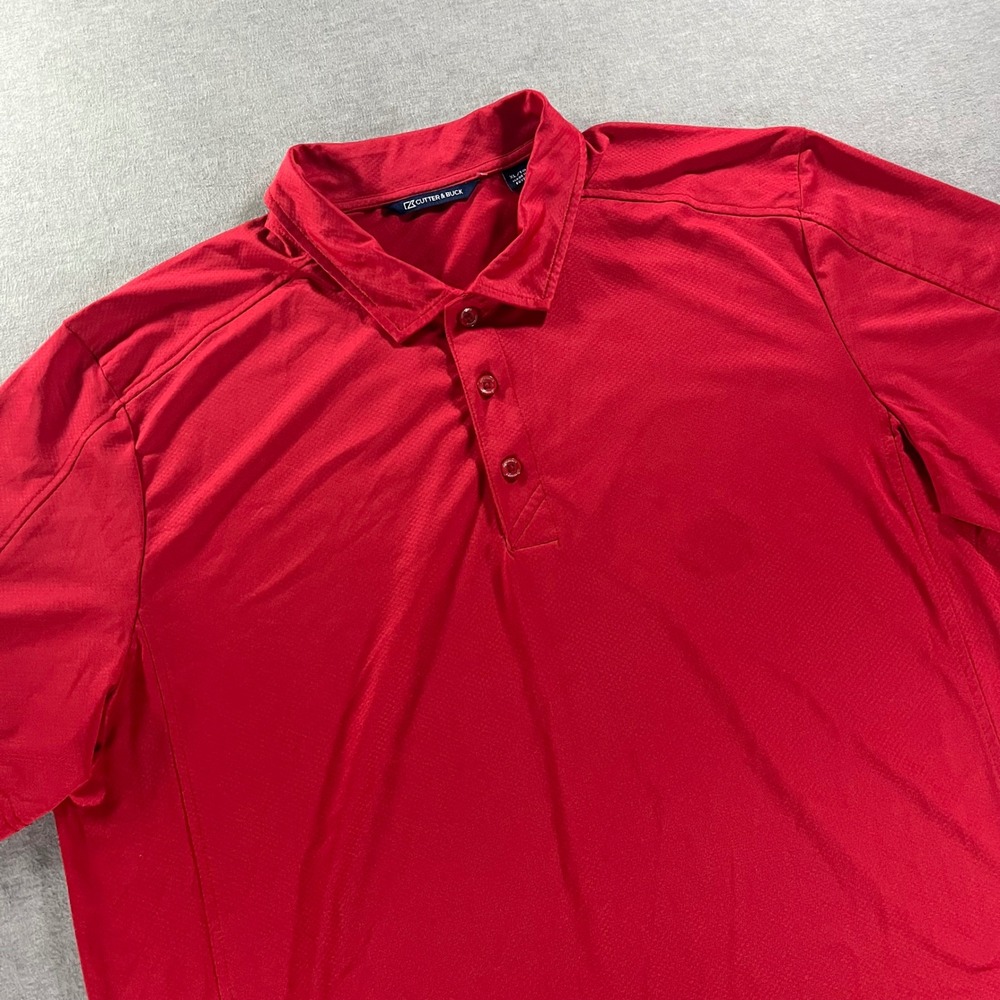 Cutter & Buck Mens XL Red Short Sleeve Performance Golf Polo Shirt Stretch